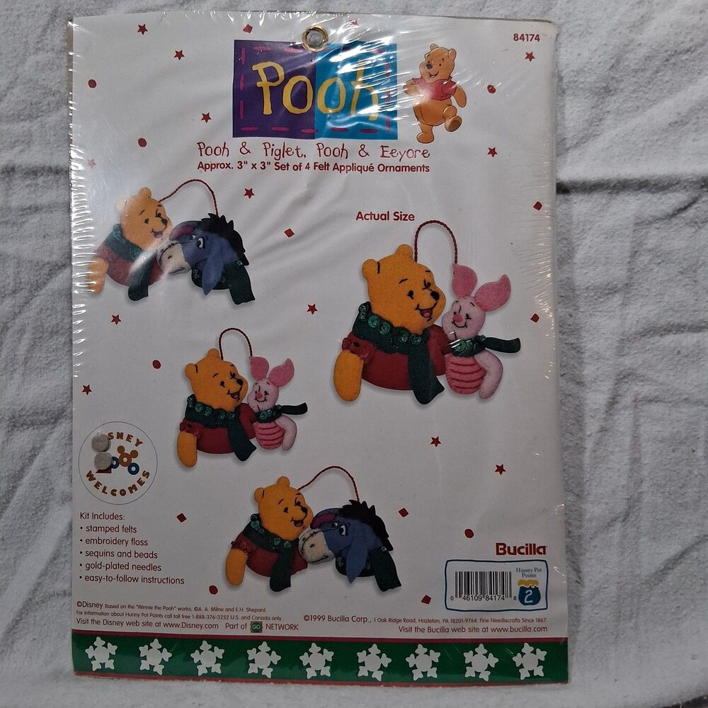 Bucilla Disney Winnie the Pooh Piglet Felt Applique Holiday Ornament Kit VTG